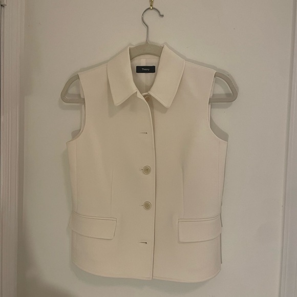 NWOT Theory Tailored Wool-Blend Vest in Ivory, size 0 - Picture 7 of 10